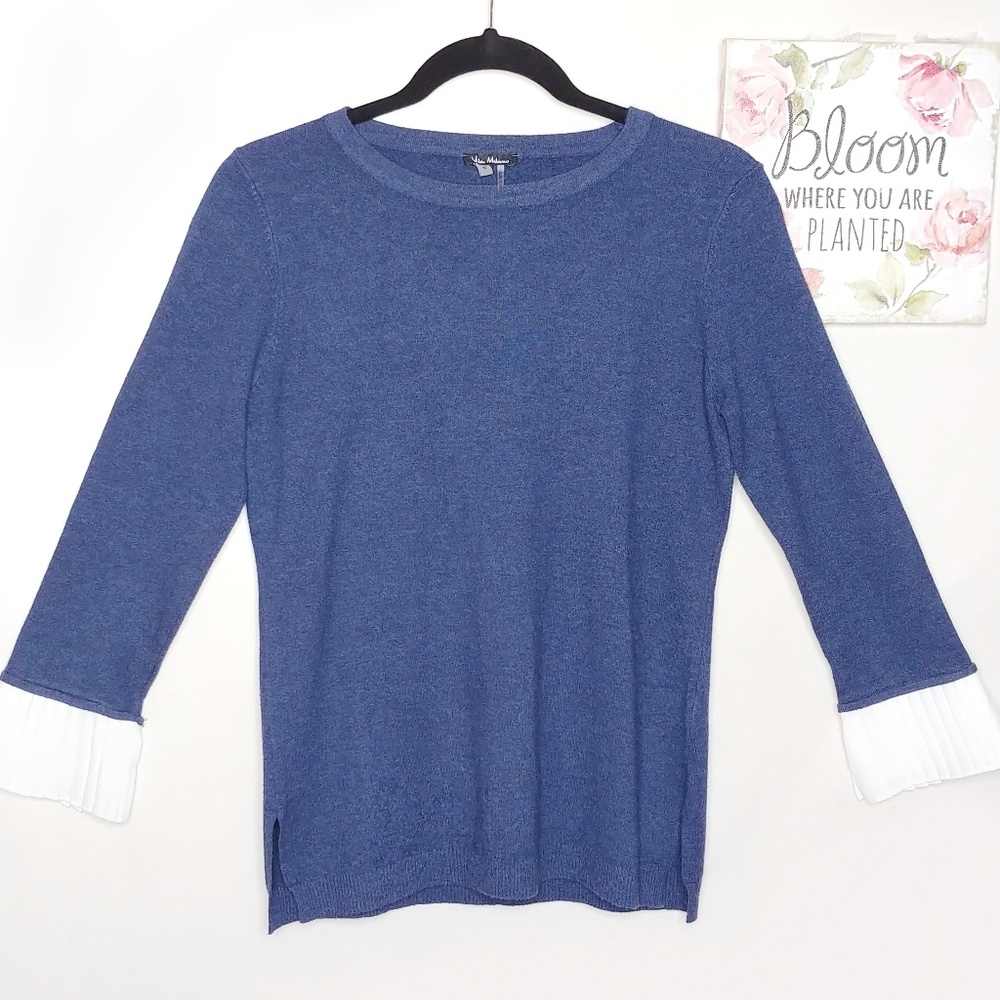 Vila milano navy blue sleeve ruffle top size small